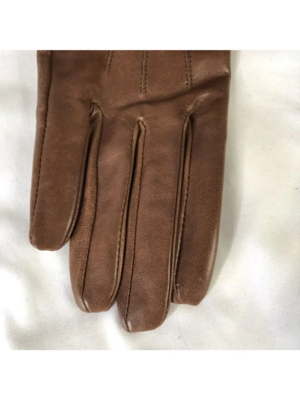 Barbour Gloves Womens M Brown Leather Faux Fur Cuff Lined Winter Warm Insulated